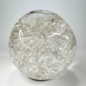 Goldenflow Studios Hand Blown .999 Fine Silver Infused Paperweight Snow Globe 3"